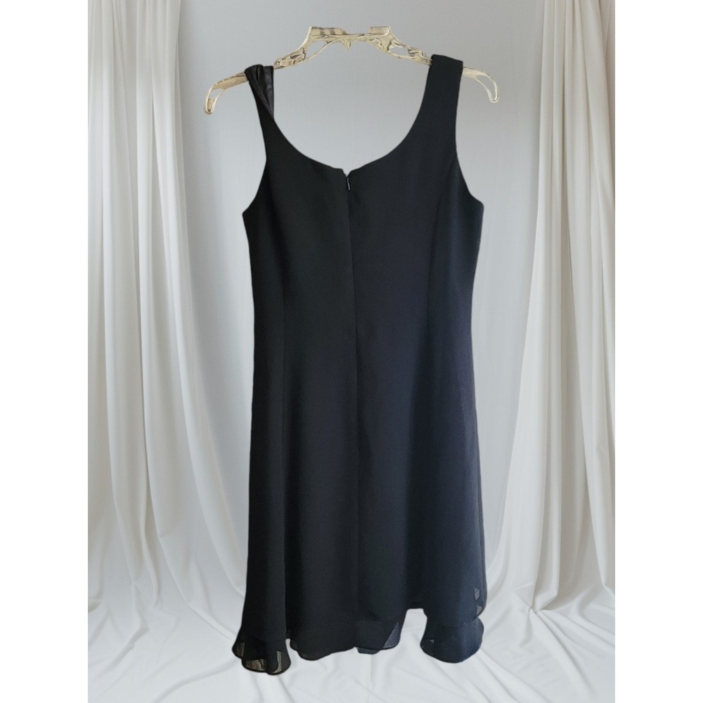 KS Little Black Dress Size 6P‎ Sleeveless Lined Knee Back Zipper Ruffle Goth Y2k